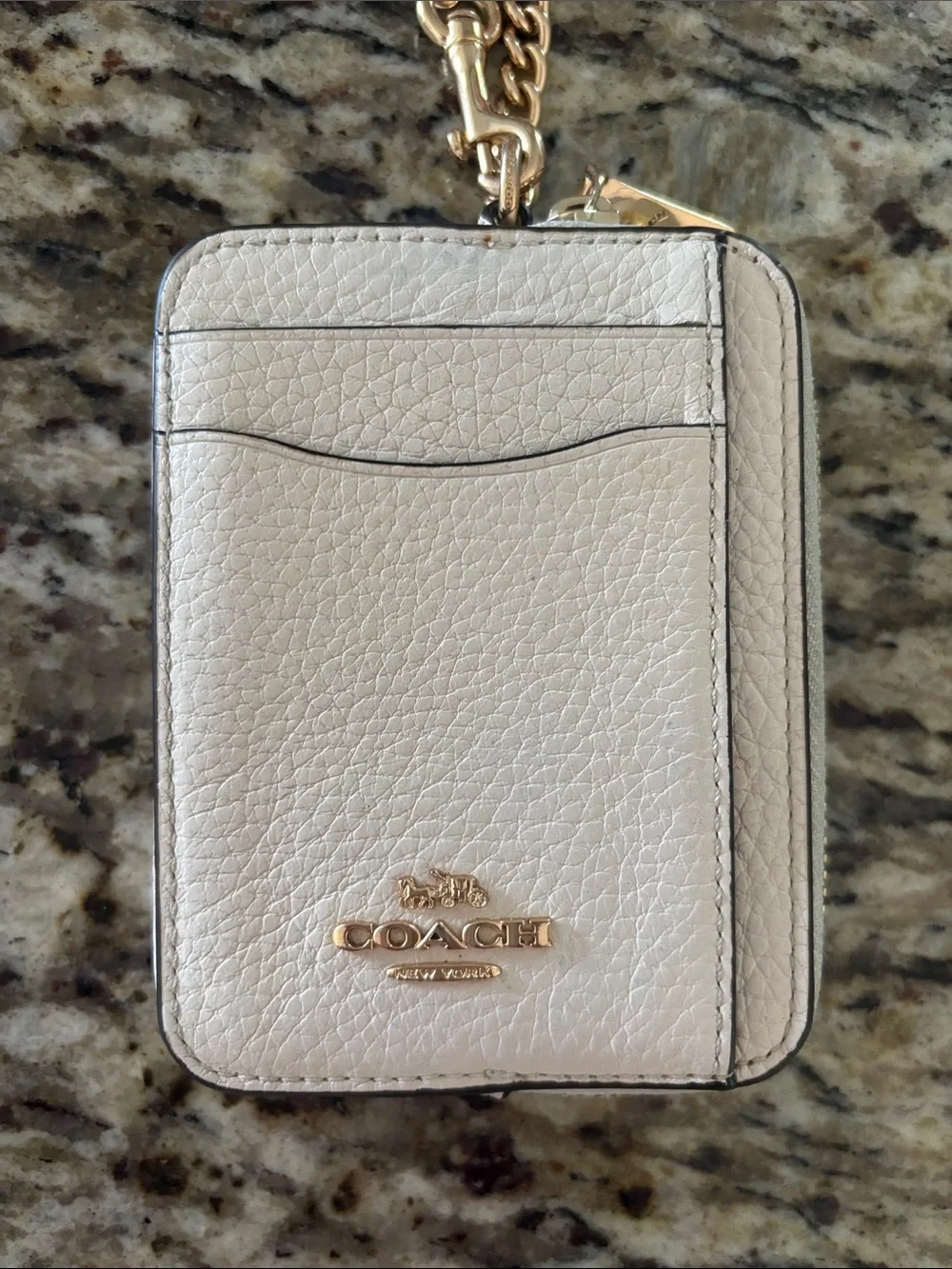 Coach pebbled leather zip card case